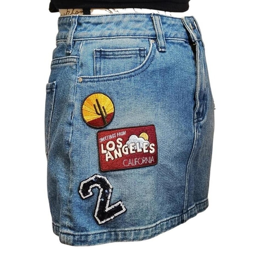 PacSun Denim Mini Skirt Patchwork 24 XS 90's Nostalgia‎ Indie Sleeze California
